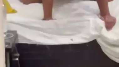 Fucking before mirror in hotel room by horny girlfriend