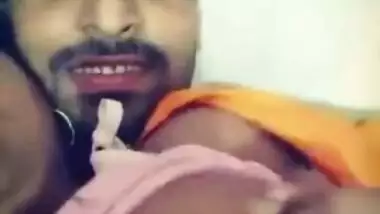 Indian uncovers her full XXX tits for sex partner who touches them